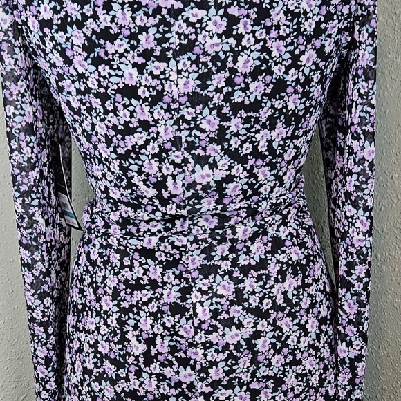 NWT Nine West Women's Floral-Print Ruched Mesh Midi Dress Size 16 Goth 90s Y2K - Picture 9 of 14